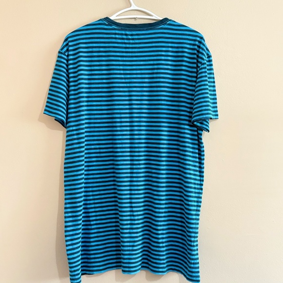3/$10⚡️American Eagle Vibrant Blue & Navy Striped Cotton T-Shirt w Pocket - Picture 9 of 13